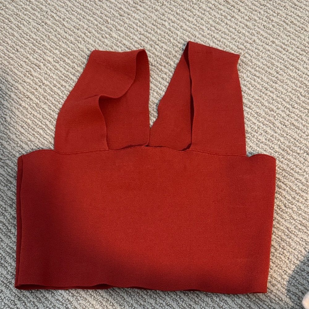 A.L.C. Red rust colored tank top small thick straps think fabric crop top